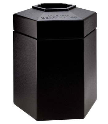 PolyTec Series® 45 gallons hexagonale noir conteneur à déchets
